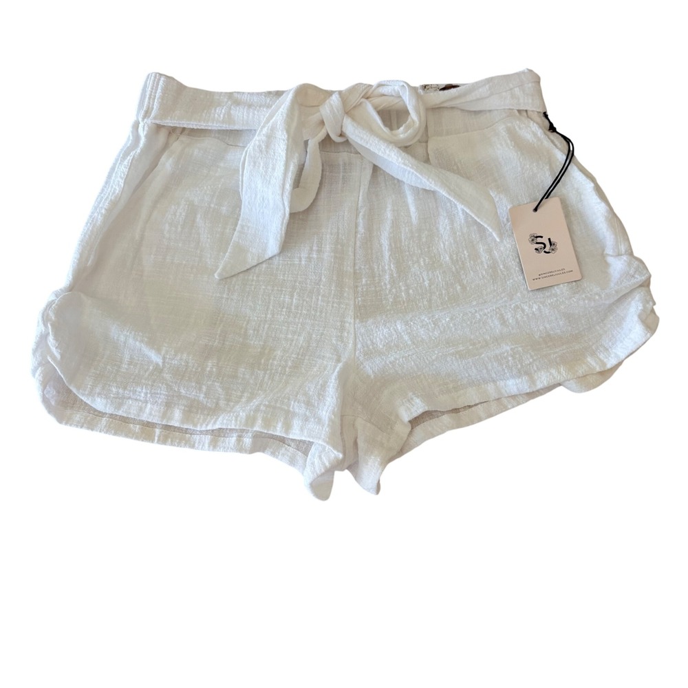 Sincerely Jules Soft Short Womens S White NEW 100% Cotton Gauze Beach Tie waist